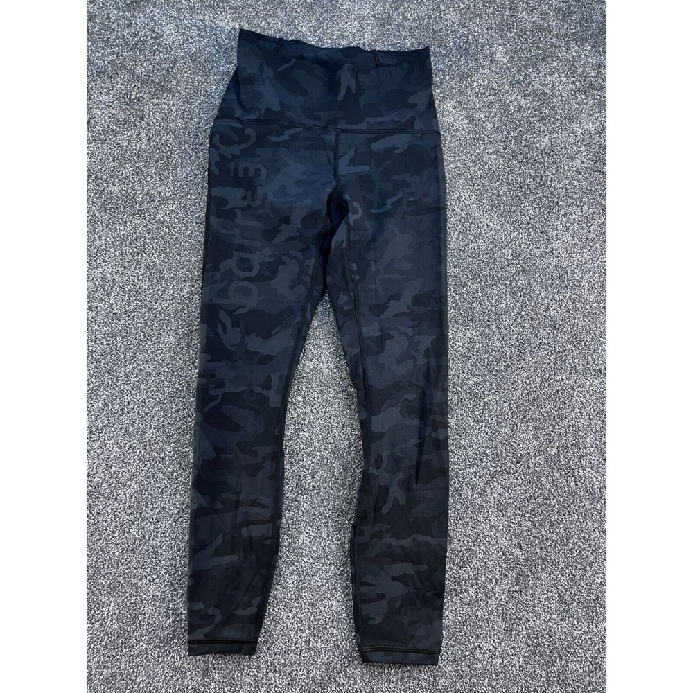 Lululemon Camo High-Waisted Leggings Size 4 Black Gray Barre3 Yoga Pants